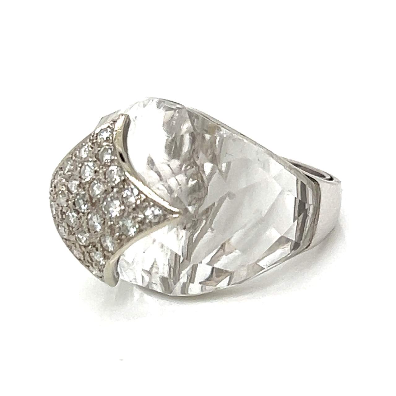 18K White Gold Crystal & Diamond Ring