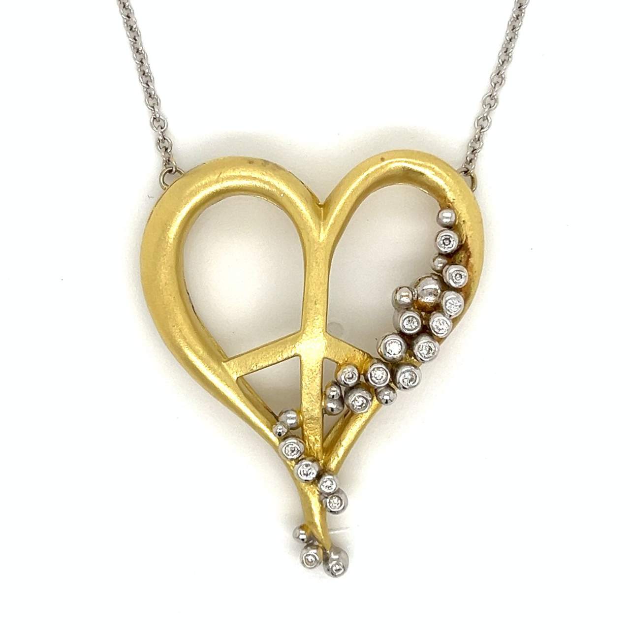 18K Yellow Gold Diamond Heart Pendant & Chain