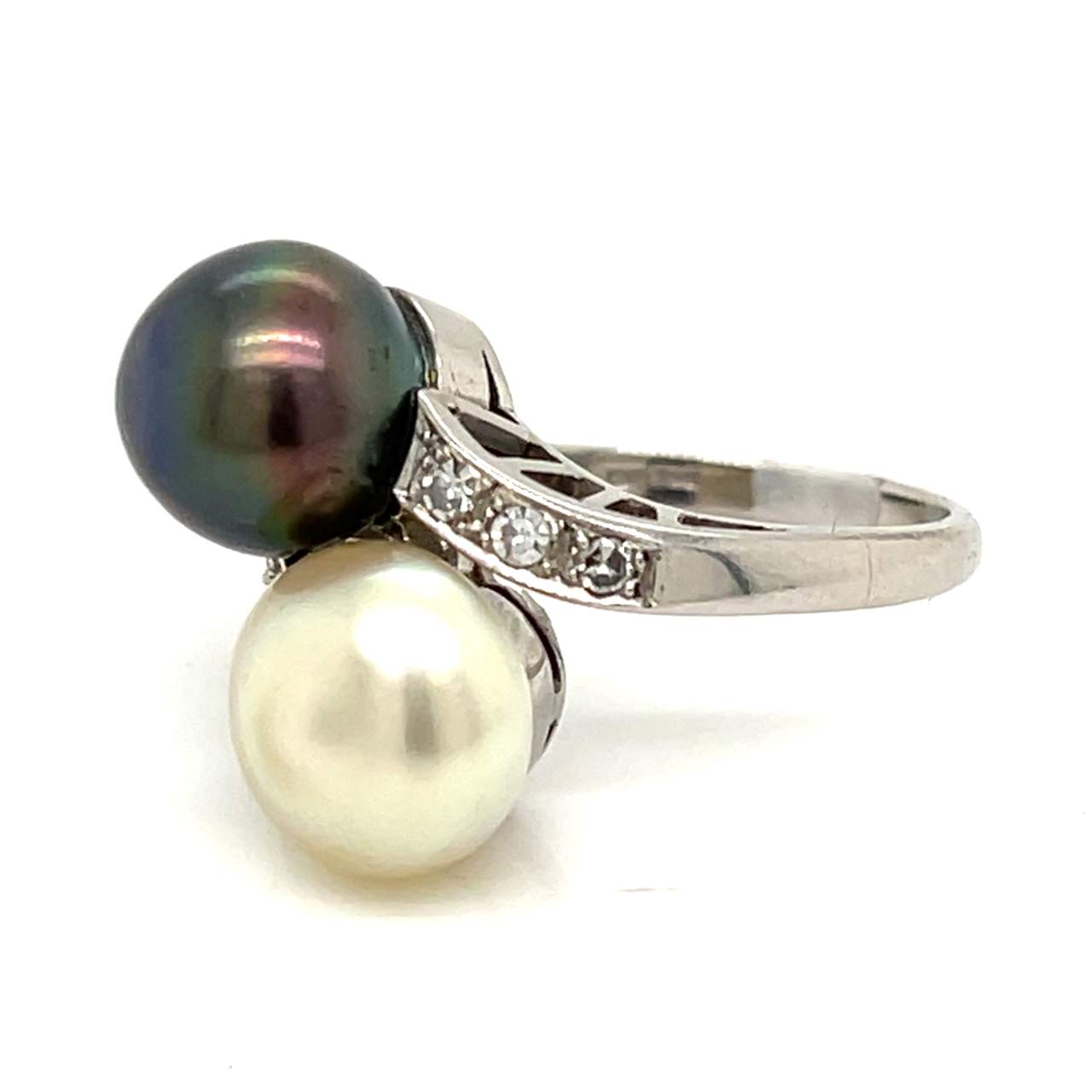 Art Deco Platinum GIA Certified Pearl & Diamond Ring