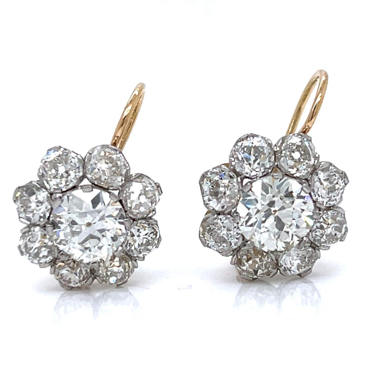 Platinum and 18K Yellow Gold 8.40 Ct. Diamond Earrings