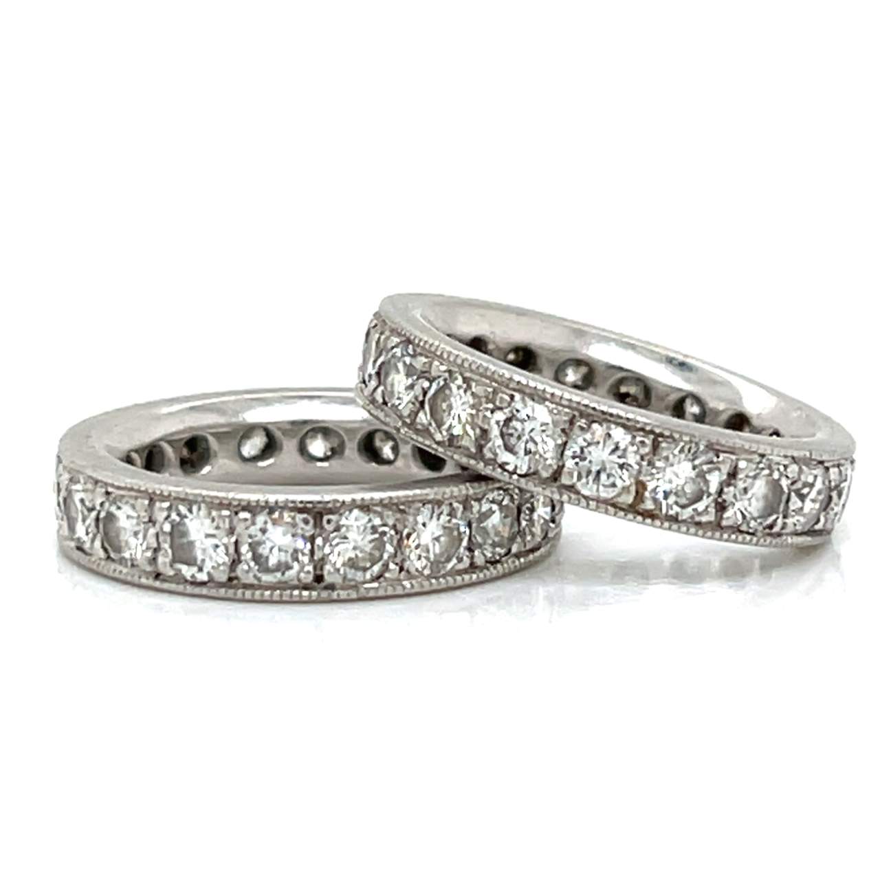 Platinum 2 Diamond Eternity Ring Set