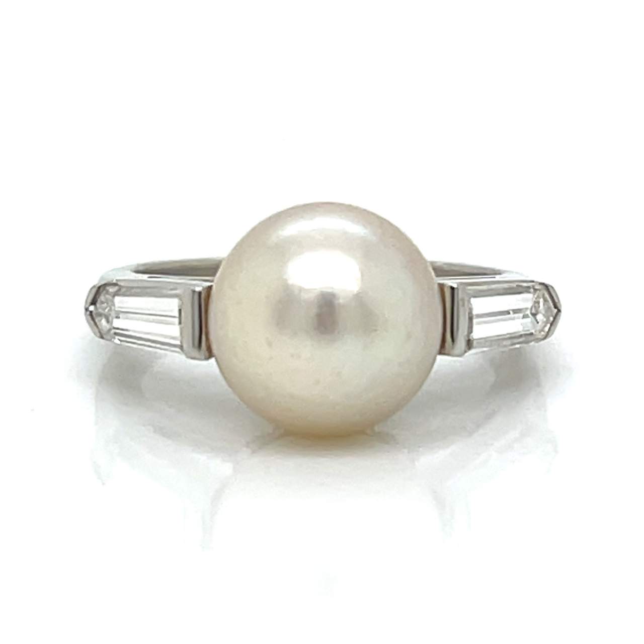 Art Deco Platinum Pearl & Diamond Ring