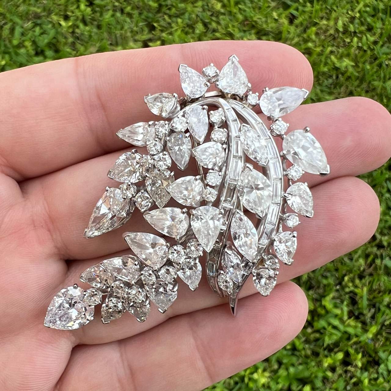 1950’s Platinum 29.03 Ct. Diamond Brooch