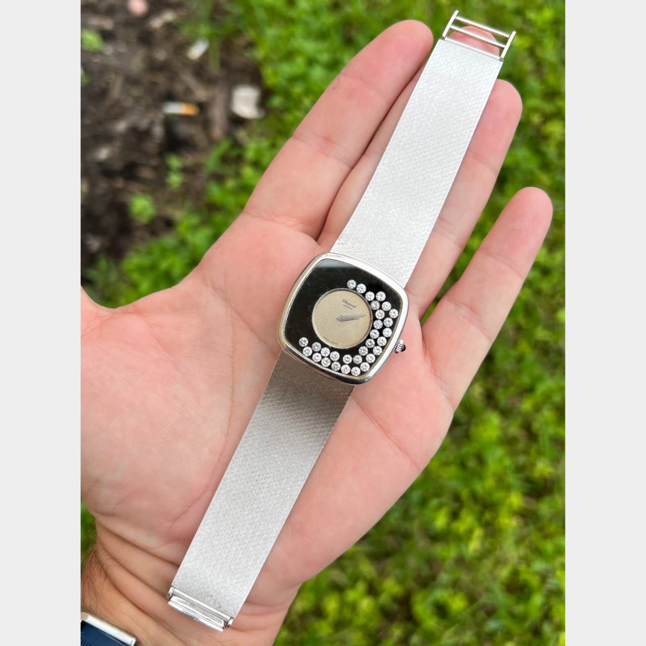 CHOPARD 18K White Gold Happy Diamonds Watch