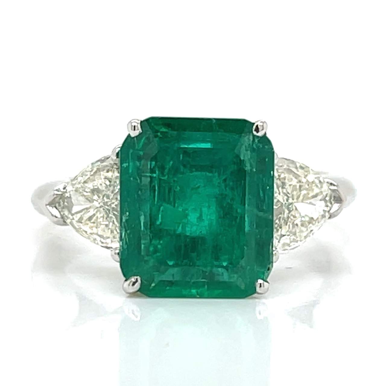 Platinum GIA Certified 3.09 Ct. Colombian Emerald & Diamond Ring