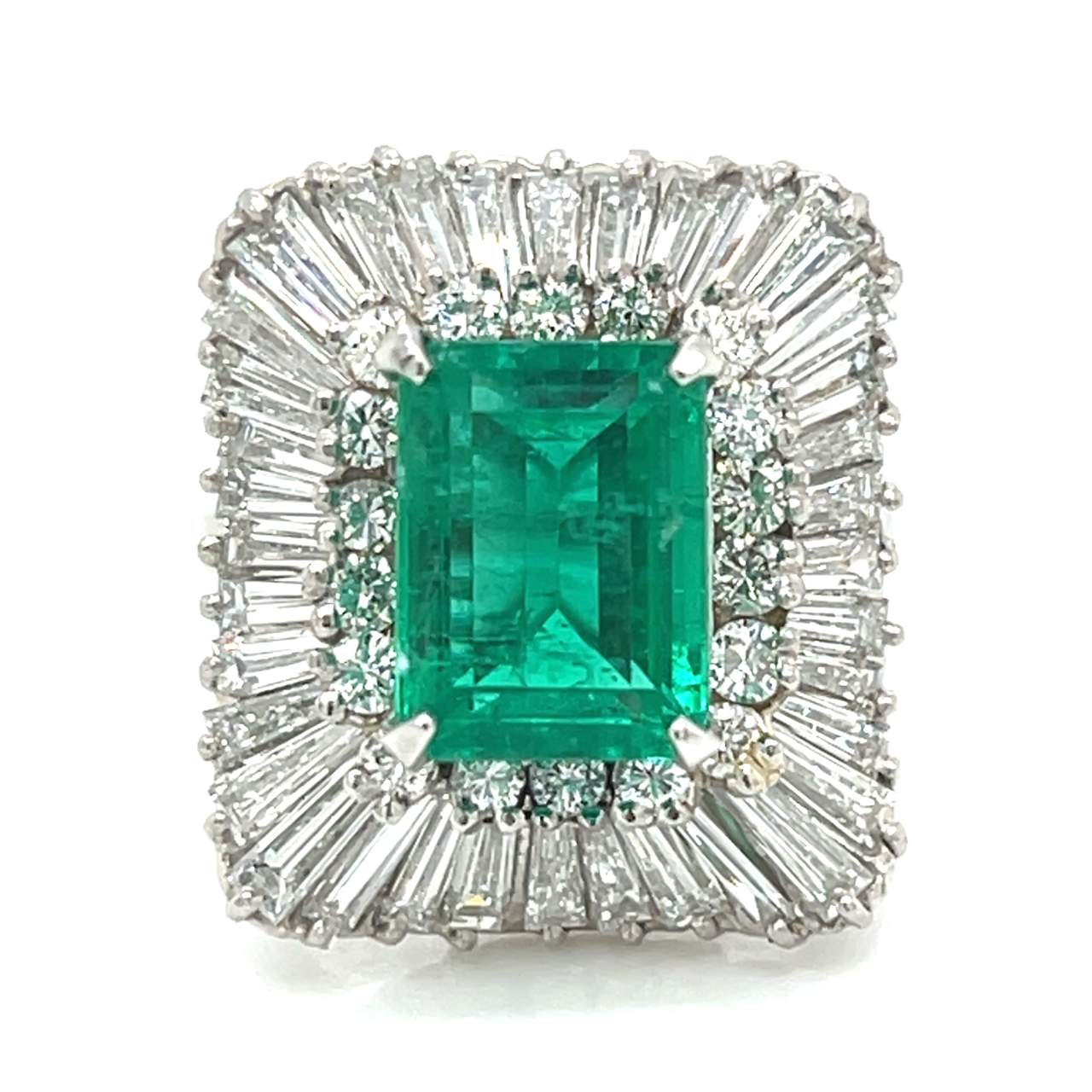 Platinum GIA Certified 3.33 Ct. Colombian Emerald & Diamond Ring