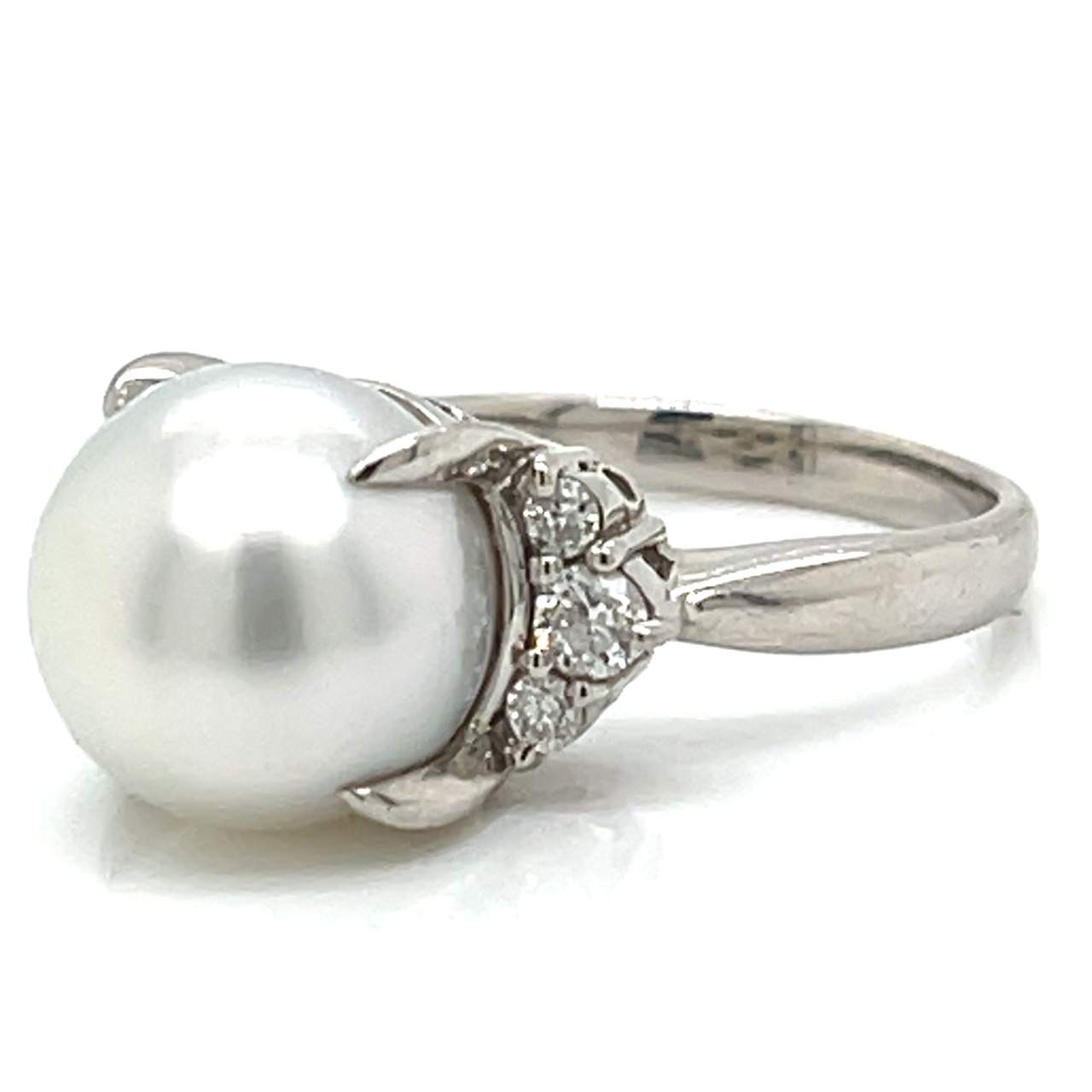 Platinum South Sea Pearl & Diamond Ring