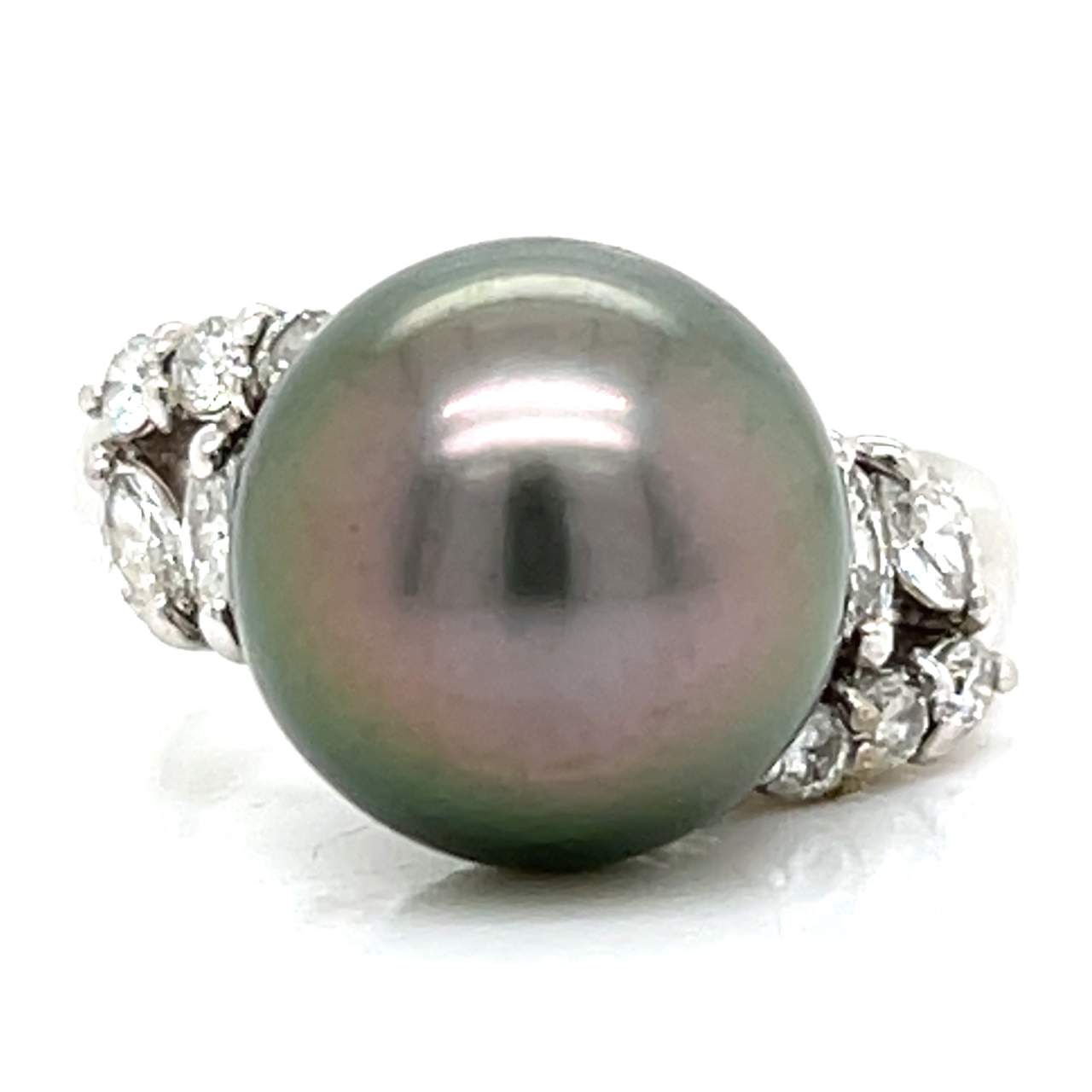 Platinum South Sea Pearl & Diamond Ring