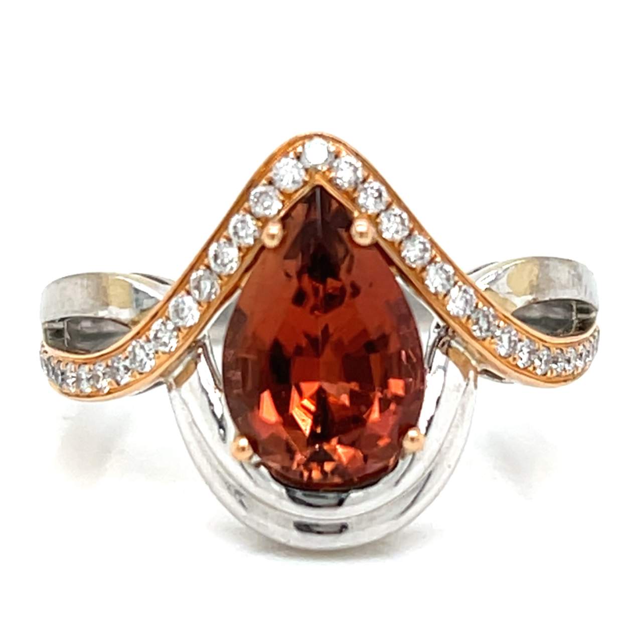 18K White & Yellow Gold GIA Certified Tourmaline & Diamond Ring