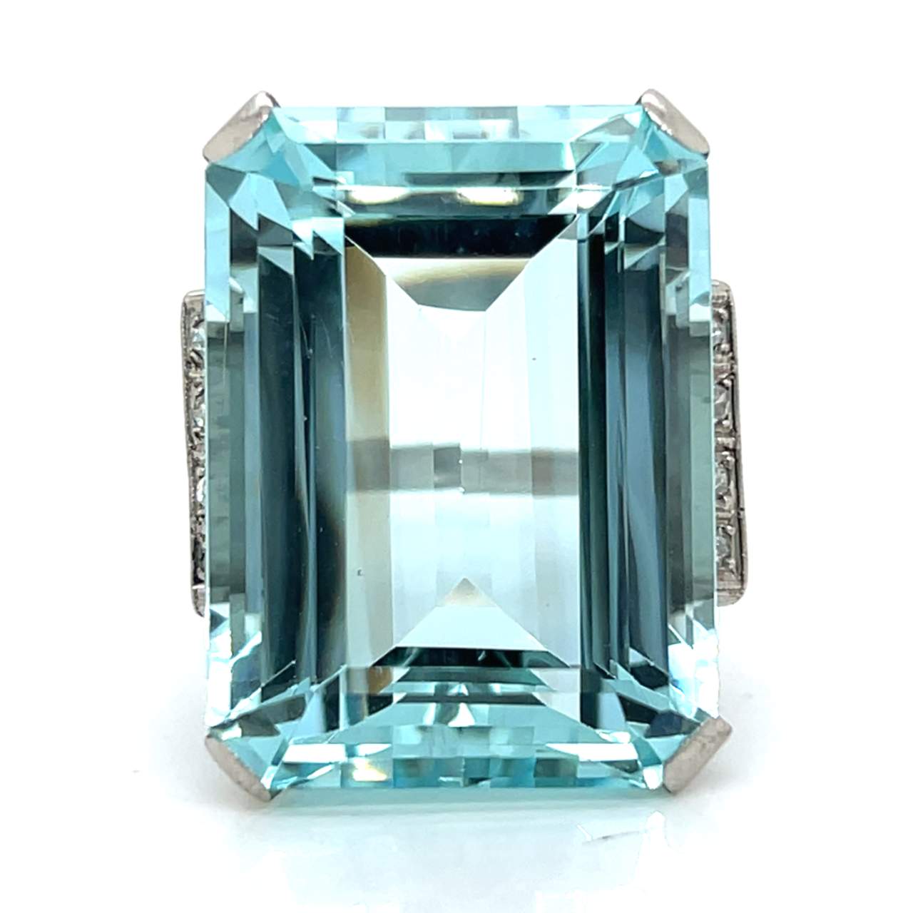 Art Deco 55.00 Ct. Aquamarine & Diamond Ring