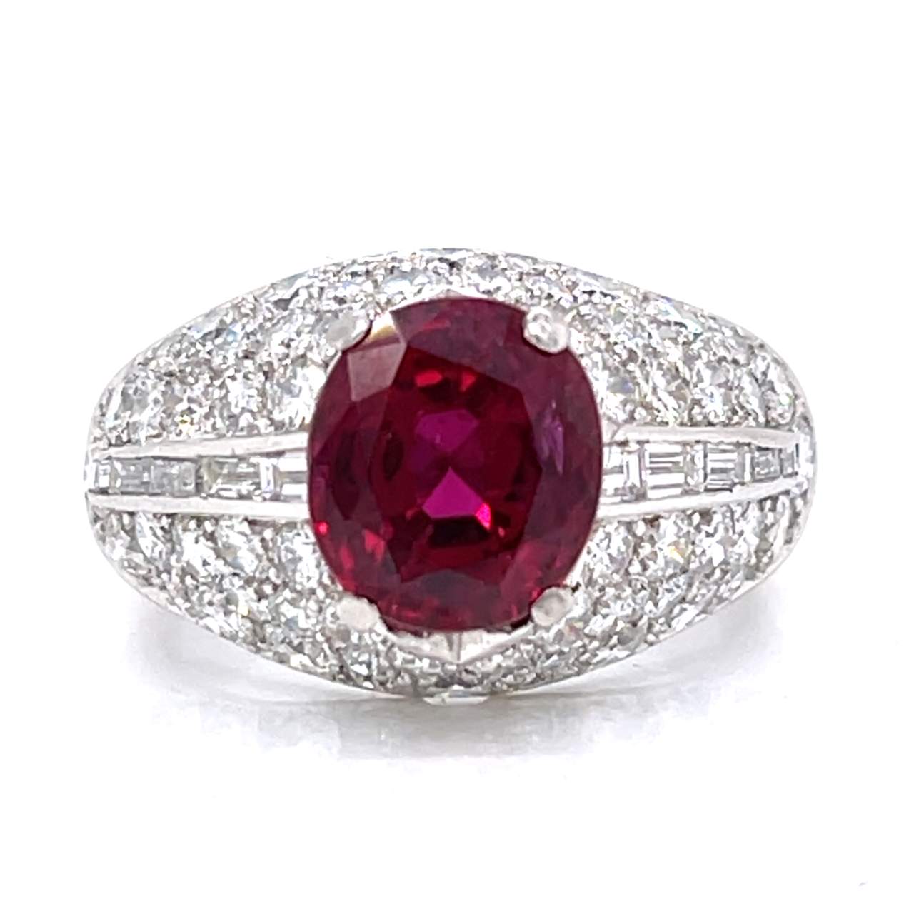 18K White Gold 3.67 Ct. AGL Certified Ruby Ring