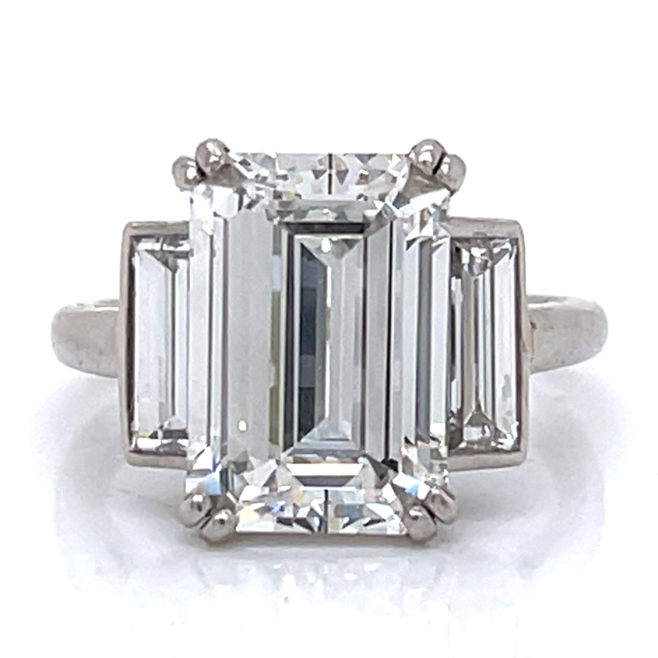 French Art Deco Platinum GIA Certified 4.13 Ct. Diamond Ring