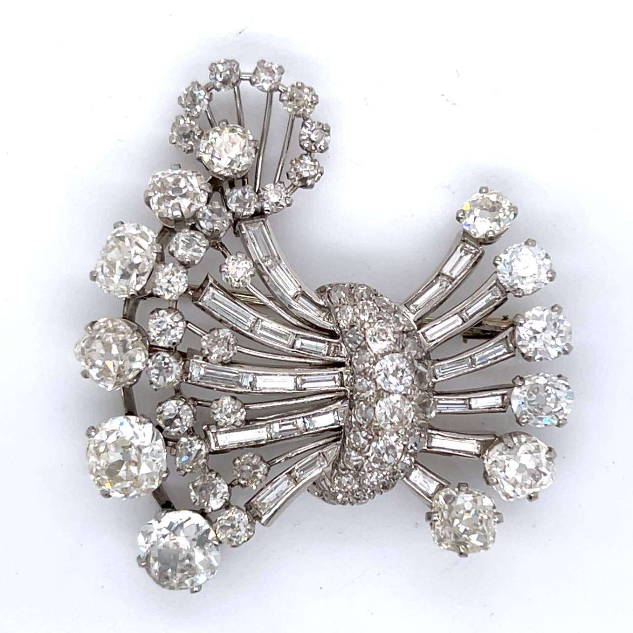 Art Deco Platinum 20.00 Ct. Diamond Brooch