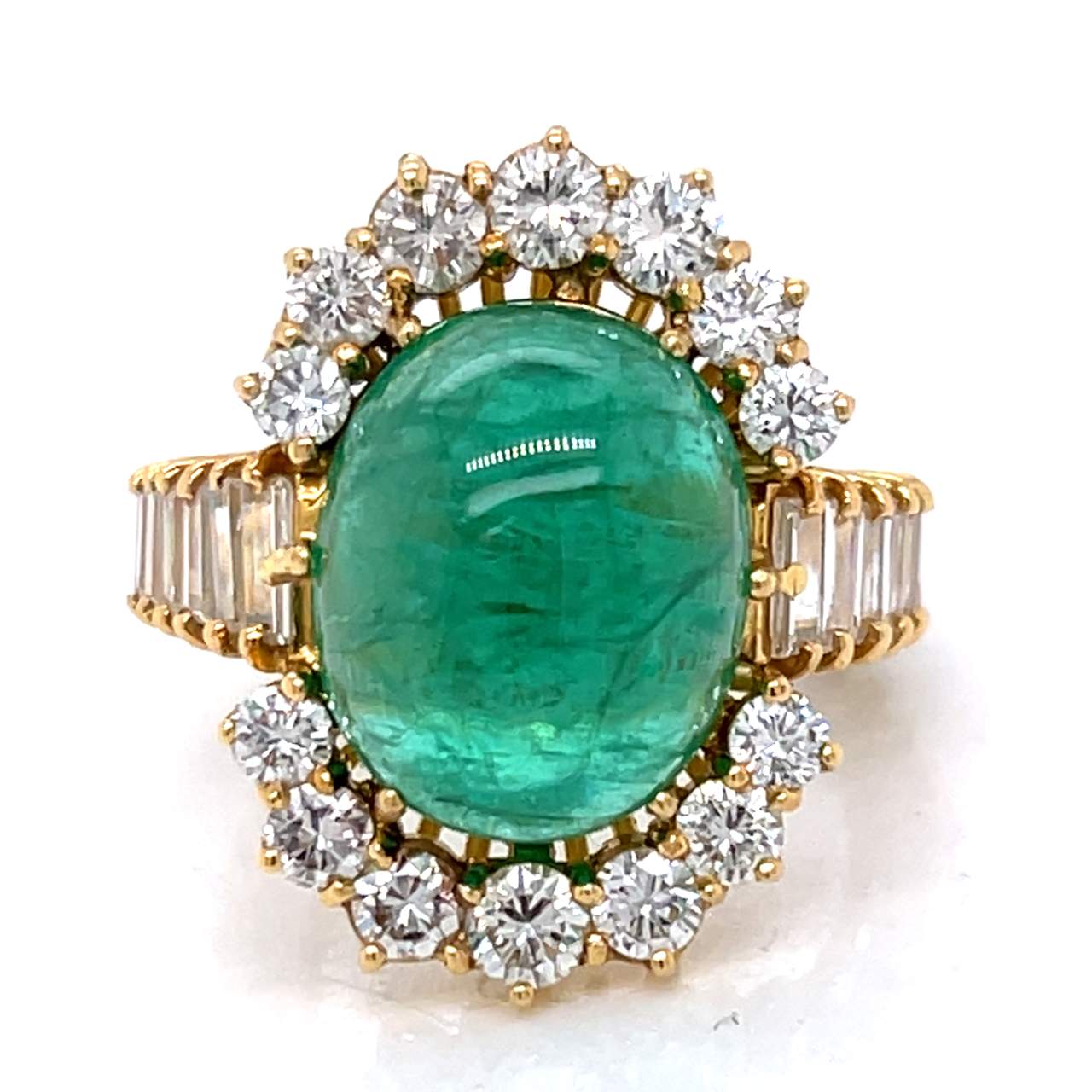 18K Yellow Gold SSEF Certified 9.33 Ct. Emerald & Diamond Ring