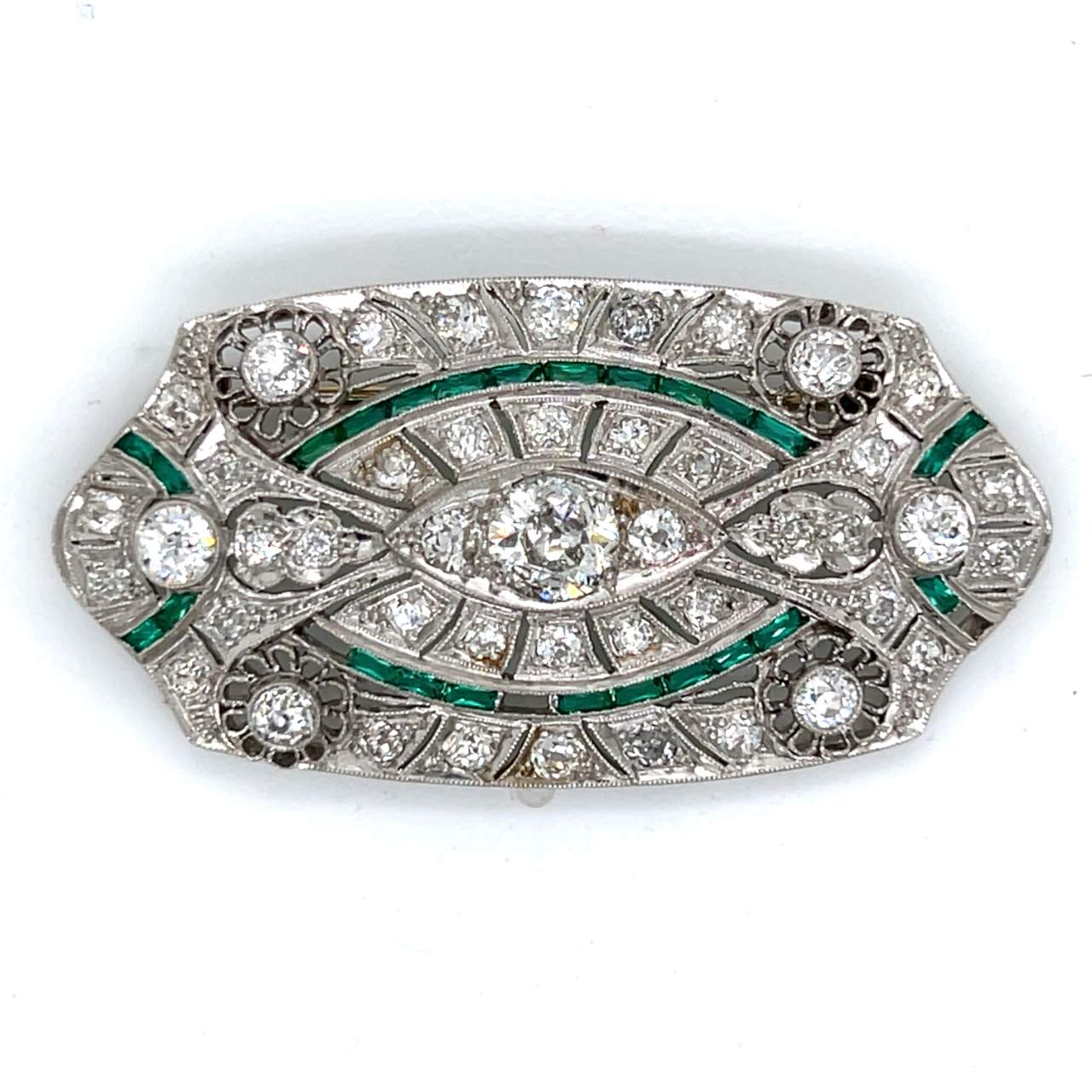Art Deco Platinum Diamond Brooch/Pendant