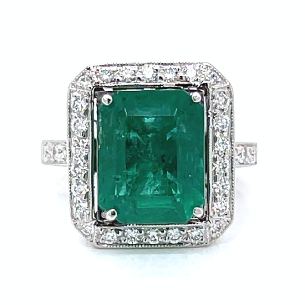 Platinum 4.67 Ct. Emerald & Diamond Ring