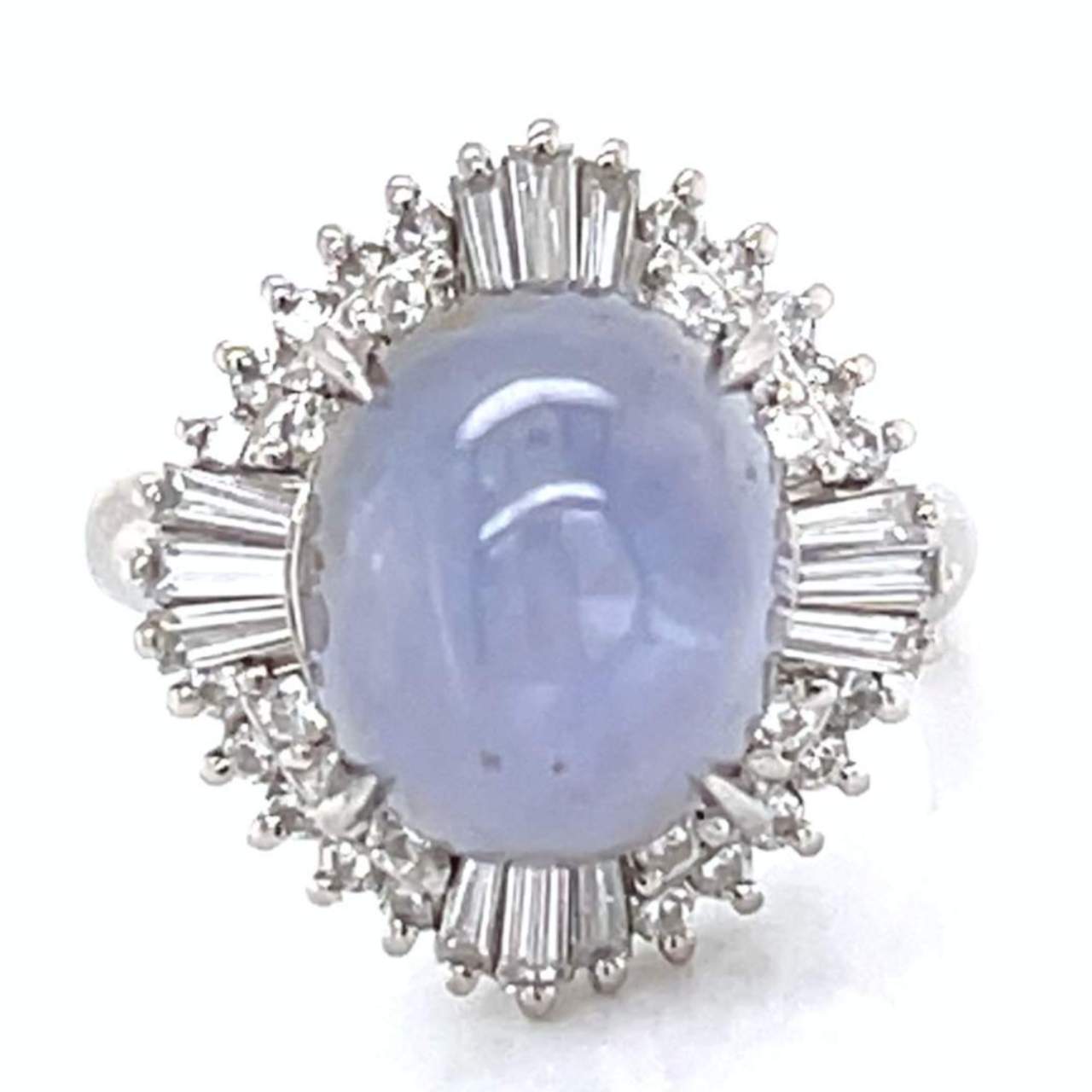 Platinum 16.83 Ct. Star Sapphire & Diamond Ring