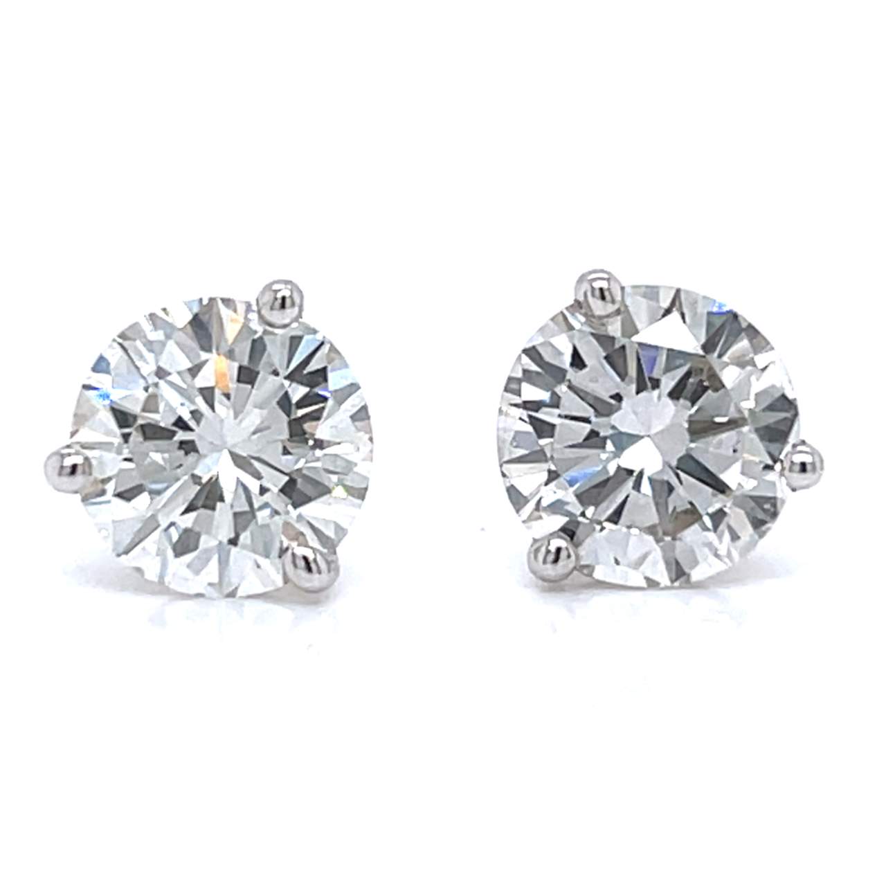 14K White Gold GIA Certified 3.45 Ct. Diamond Stud Earrings
