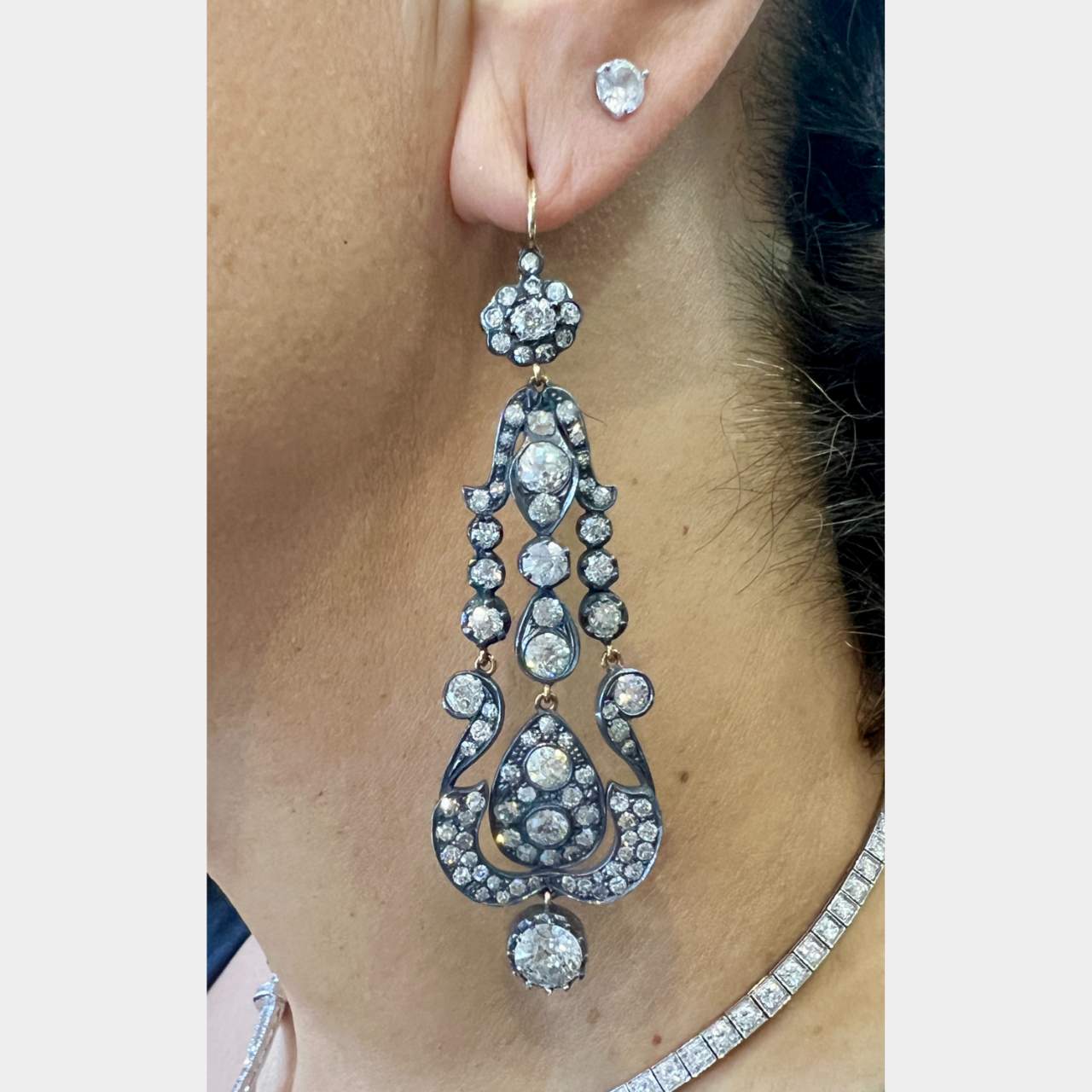 18K Yellow Gold & Silver Top 14.30 Ct. Diamond Earrings