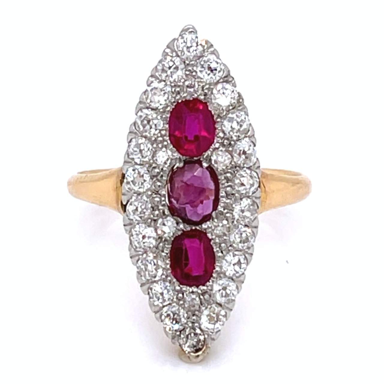 Victorian 18K & Platinum Ruby and Diamond Ring