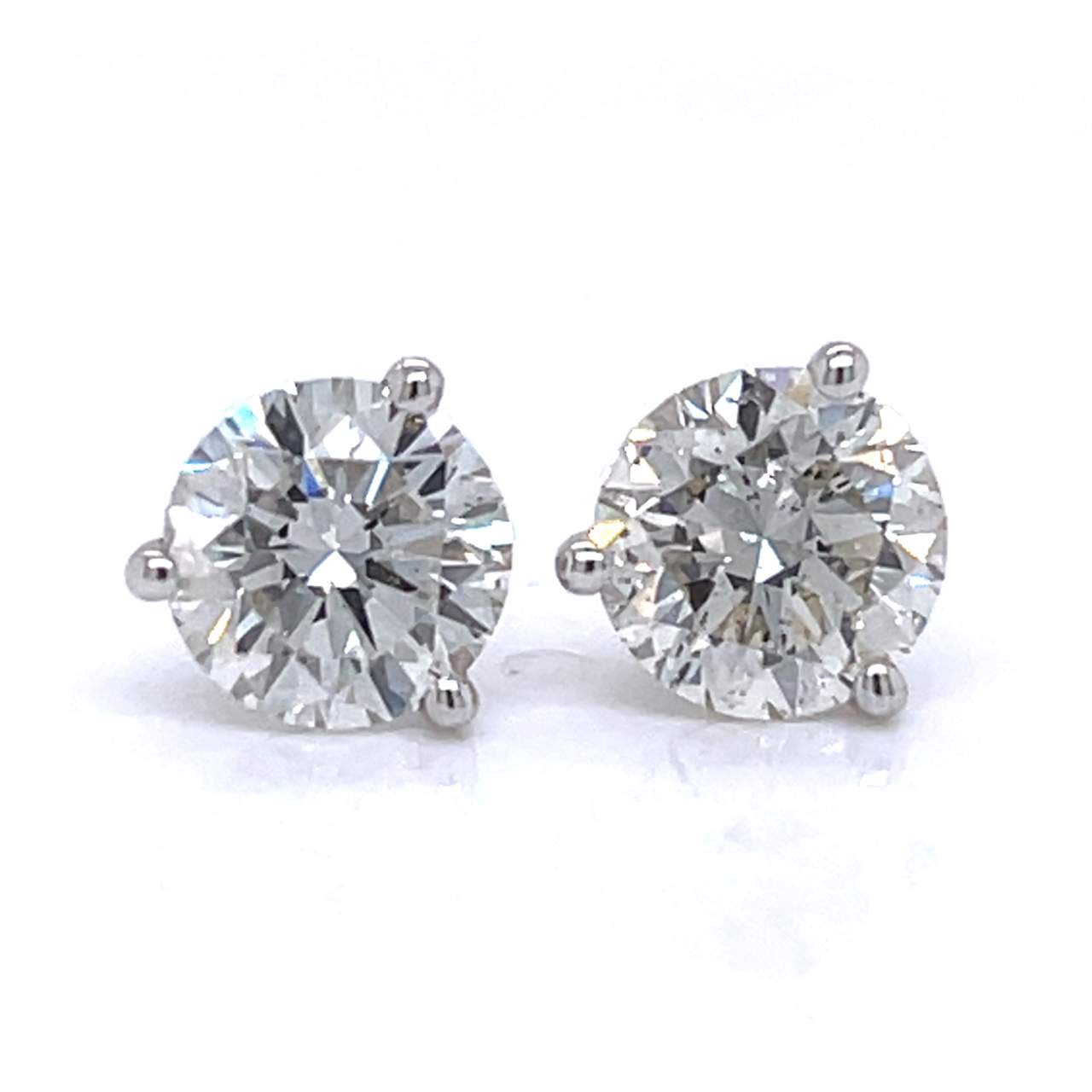 14K White Gold 3.02 Ct. Diamond Stud Earrings