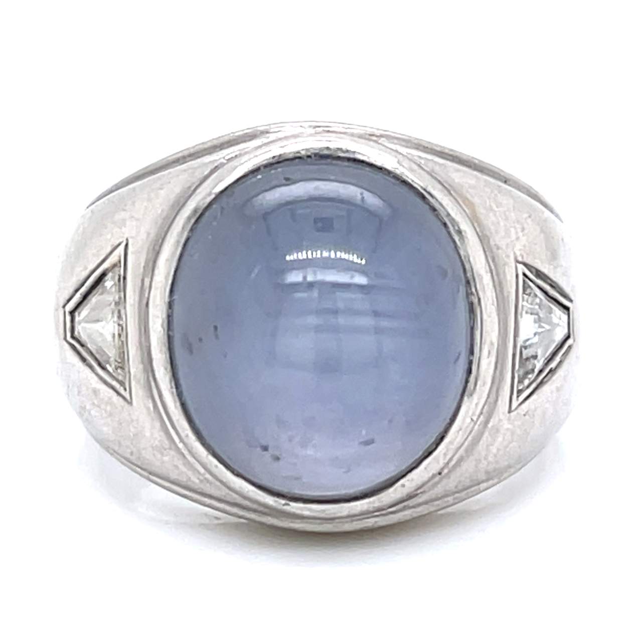 Platinum 21.00 Ct. Star Sapphire & Diamond Ring