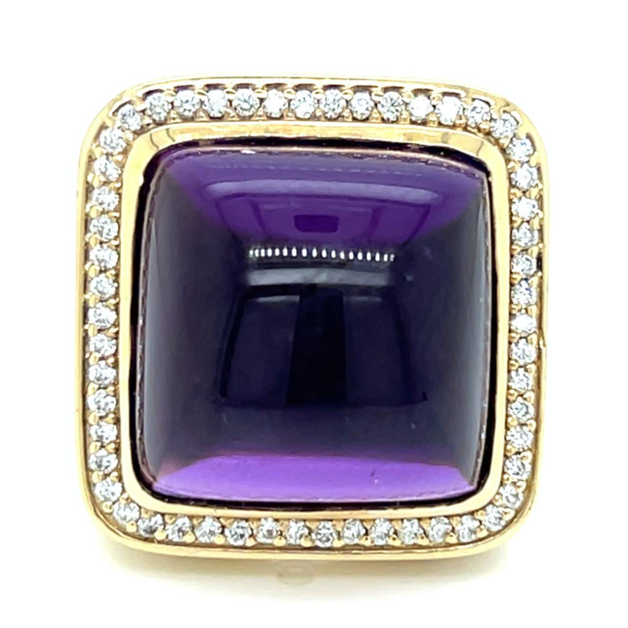 14K Yellow Gold Amethyst & Diamond Ring