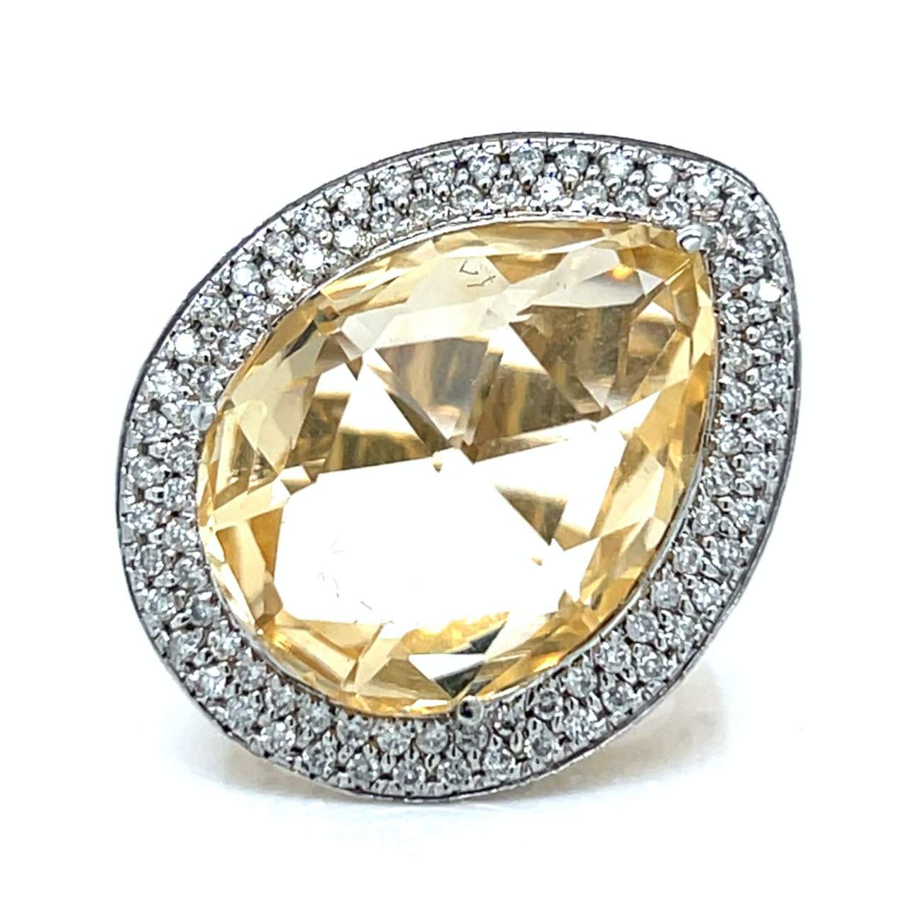14K Yellow Gold Topaz & Diamond Ring