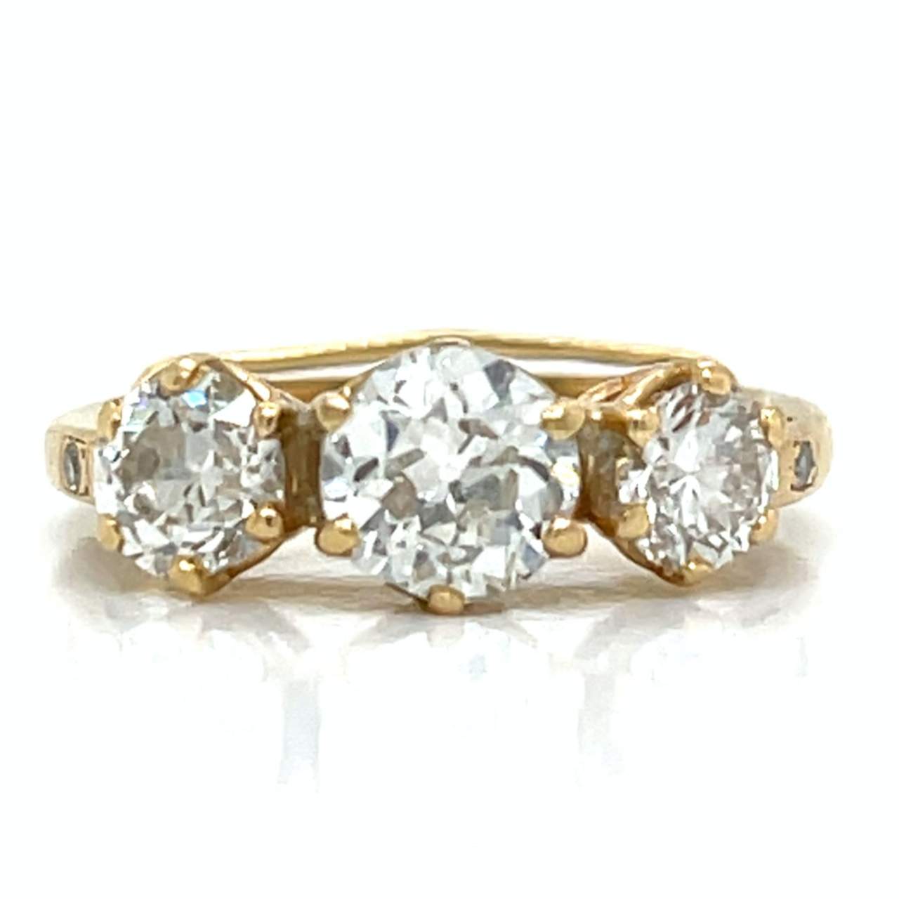14K Yellow Gold 3 Stone Diamond Ring