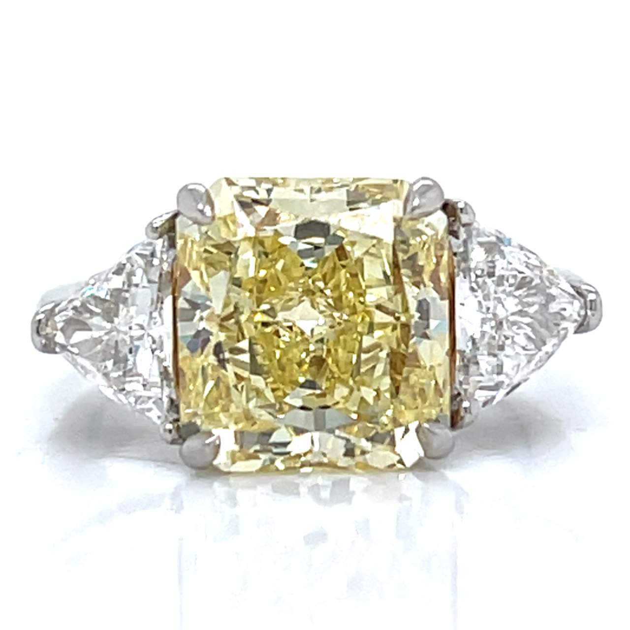 Platinum & 18K GIA CERTIFIED 5.71 Ct. Fancy Yellow Diamond Ring