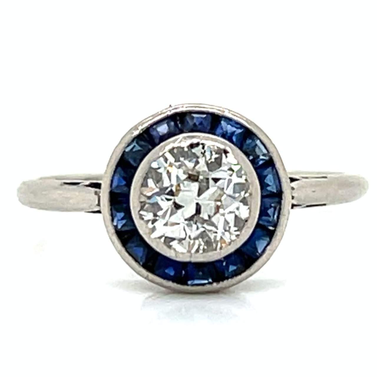 Art Deco Platinum Diamond & Sapphire Ring
