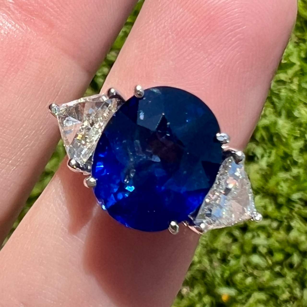 Platinum 8.18 Ct. Ceylon Sapphire & Diamond Ring