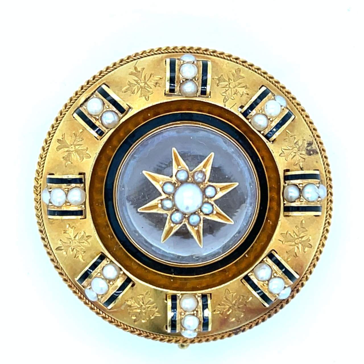 Victorian 18K Yellow Gold Natural Pearl Pendant/Brooch