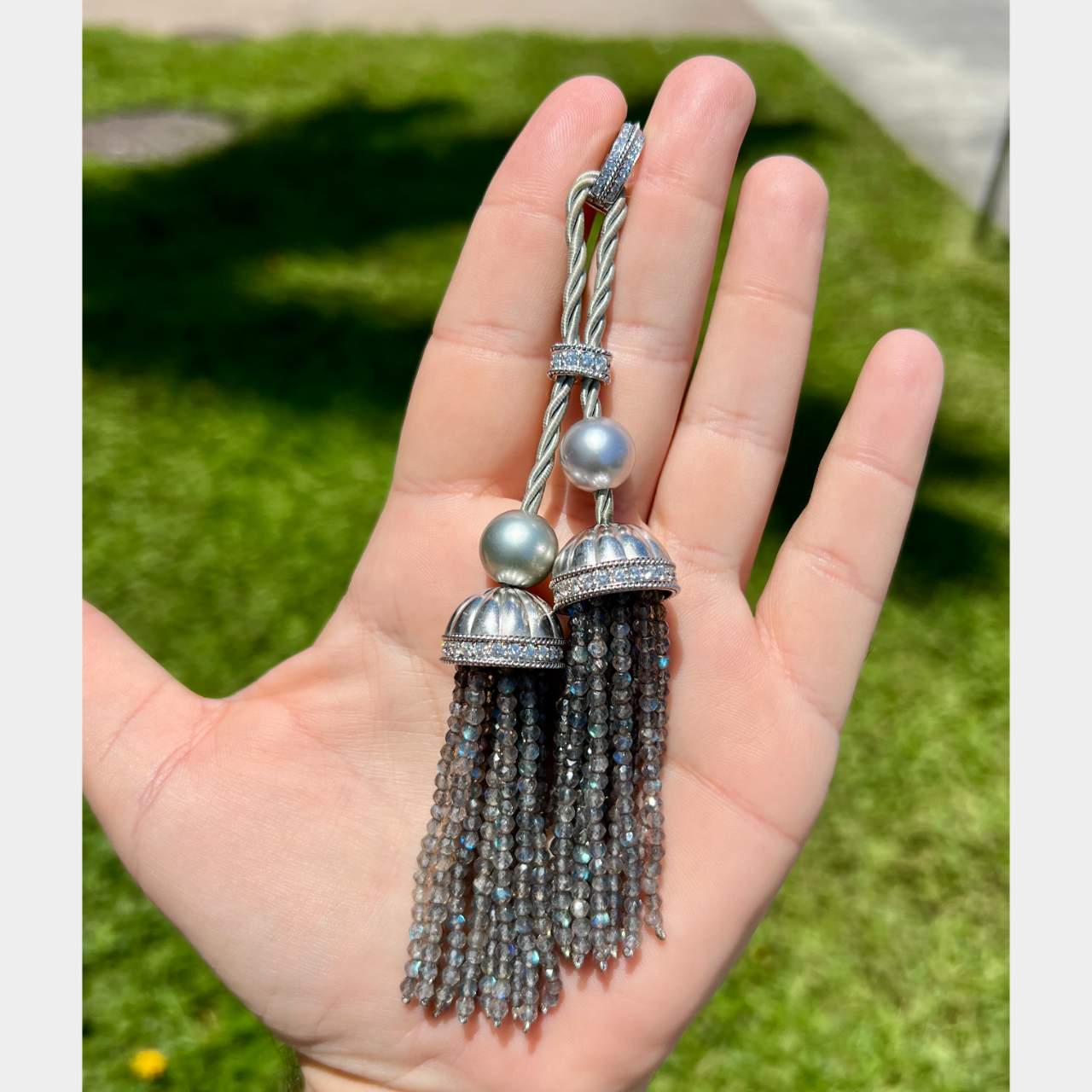 18K White Gold South Sea Pearl & Diamond Enhancer Pendant