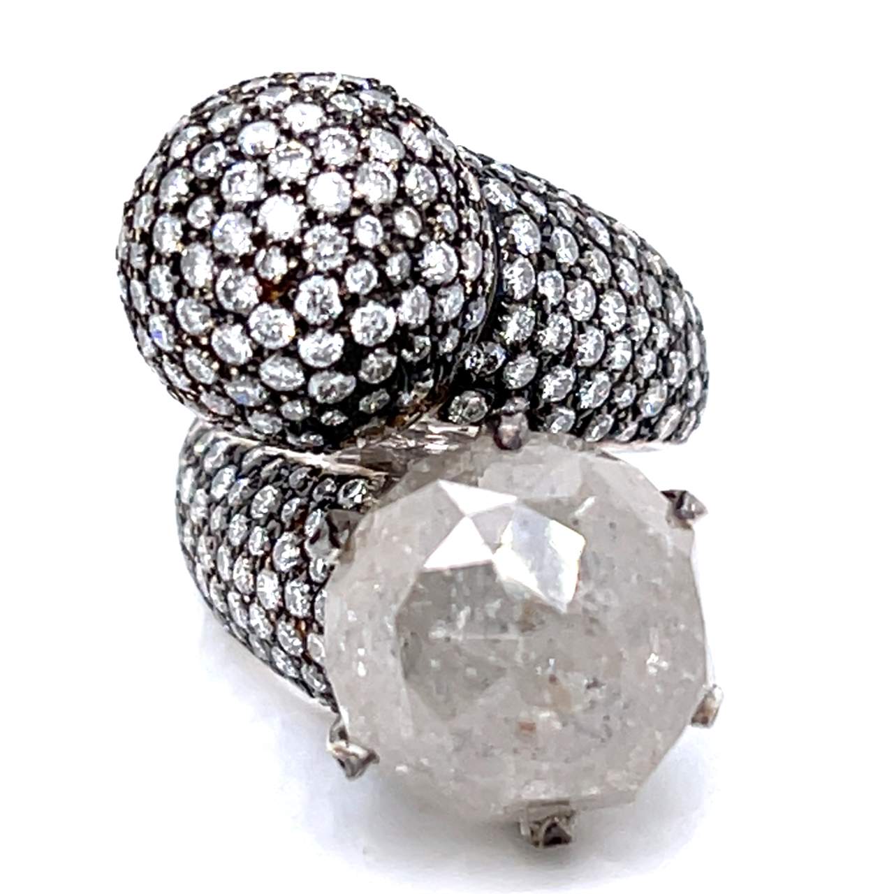 18K White Gold 28.00 Ct. Diamond Cocktail Ring