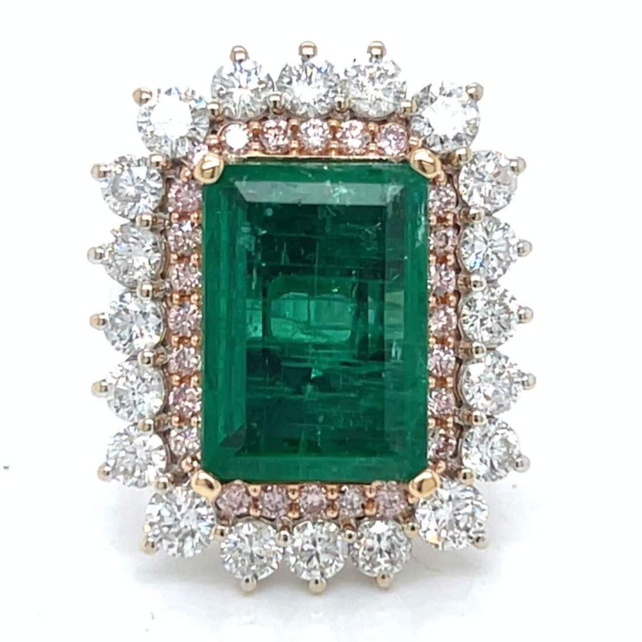 Platinum & 18K White Gold 6.28 Ct. Colombian Emerald & Diamond Ring