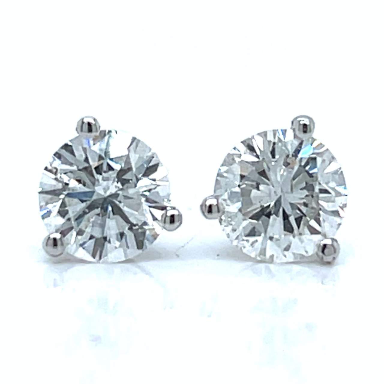 14K White Gold 2.26 Ct. GIA Certified Diamond Stud Earrings