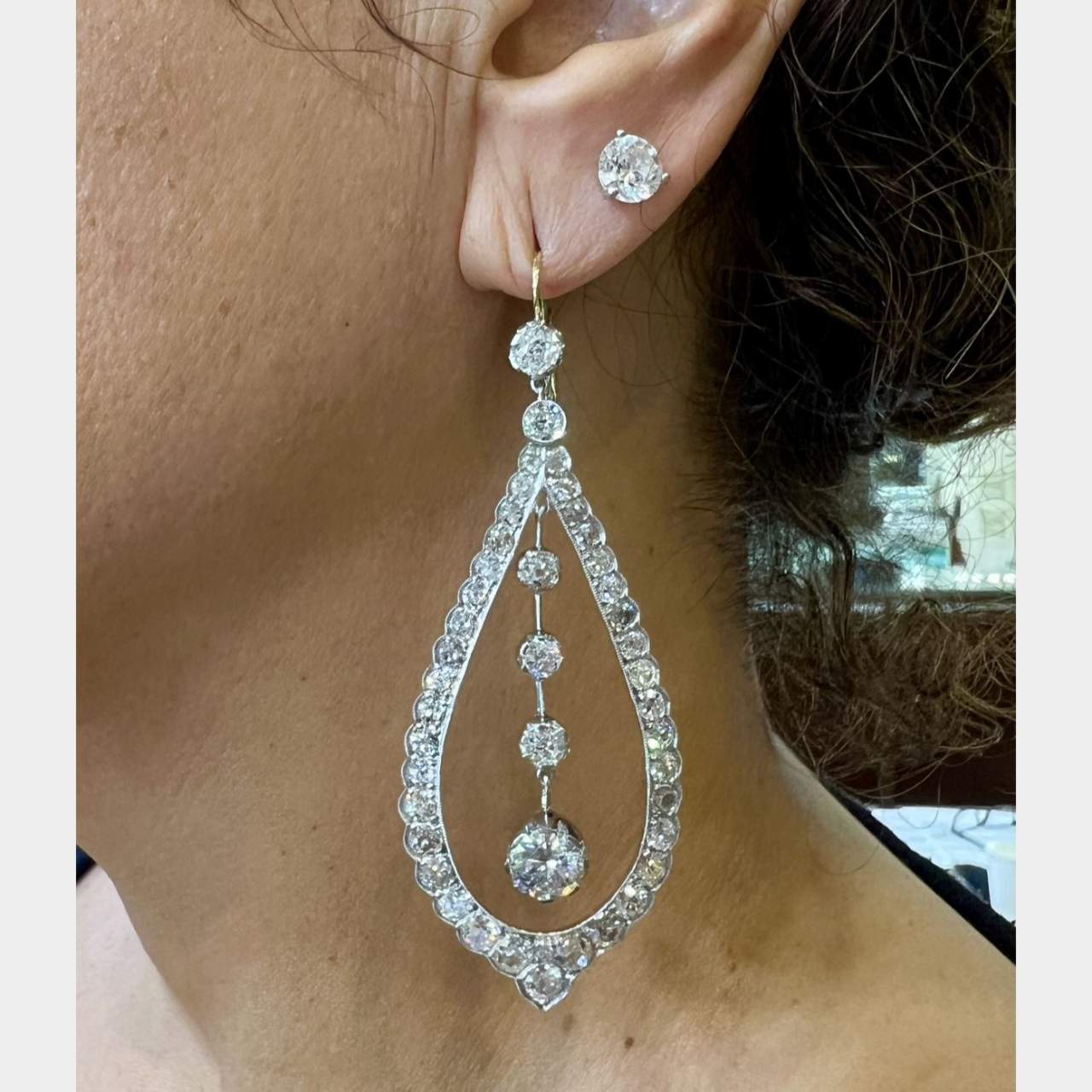 Platinum & 18K Yellow Gold 13.30 Ct. Diamond Earrings