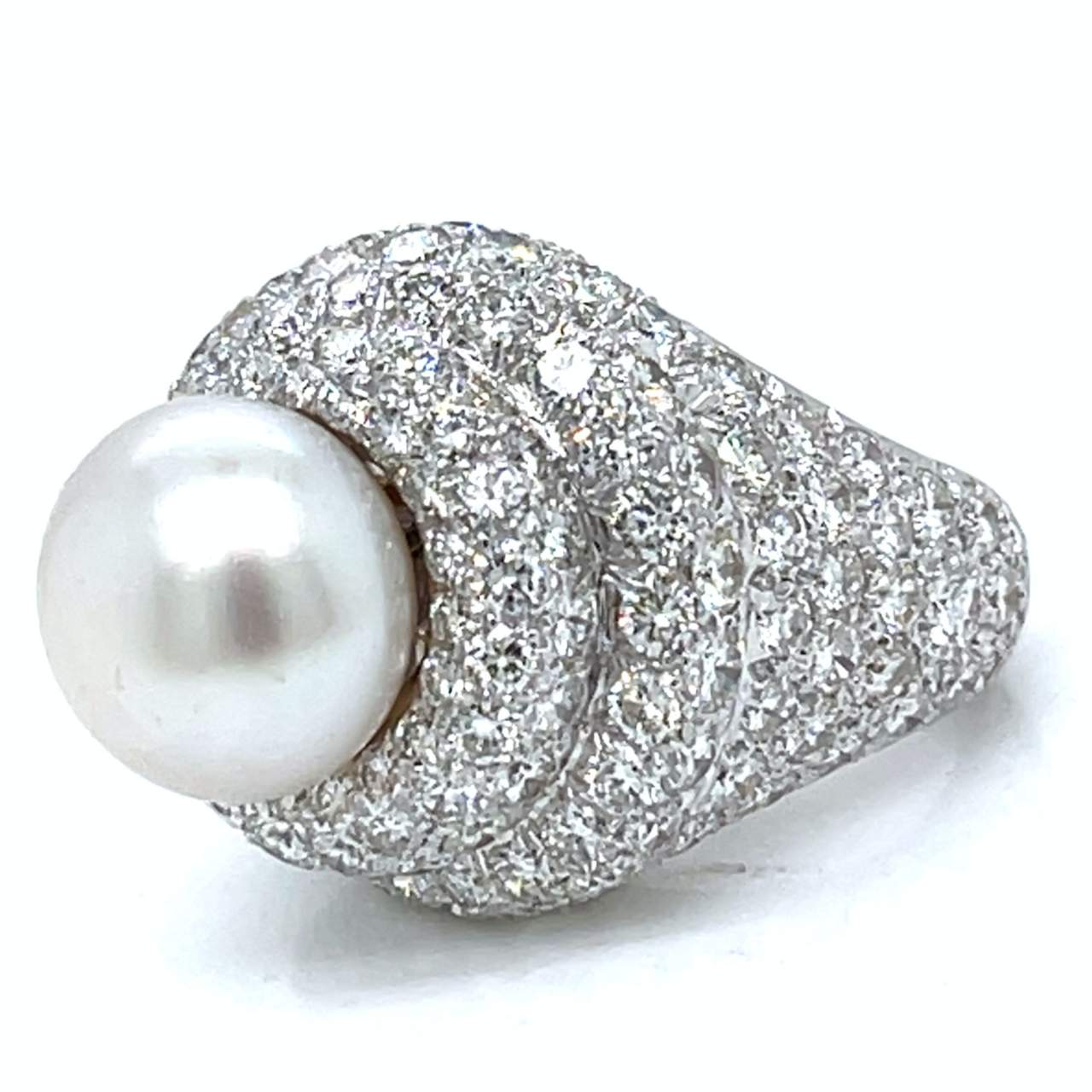 Platinum South Sea Pearl & Diamond Ring