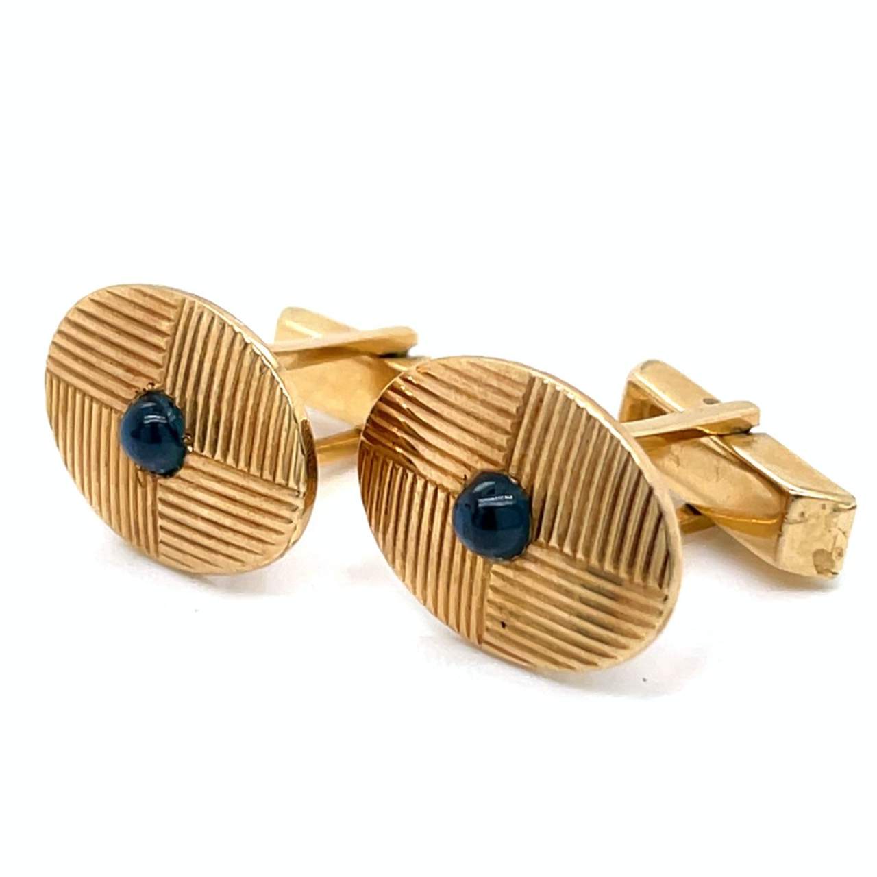 1960’s TIFFANY & CO. 14K Yellow Gold Sapphire Cufflinks