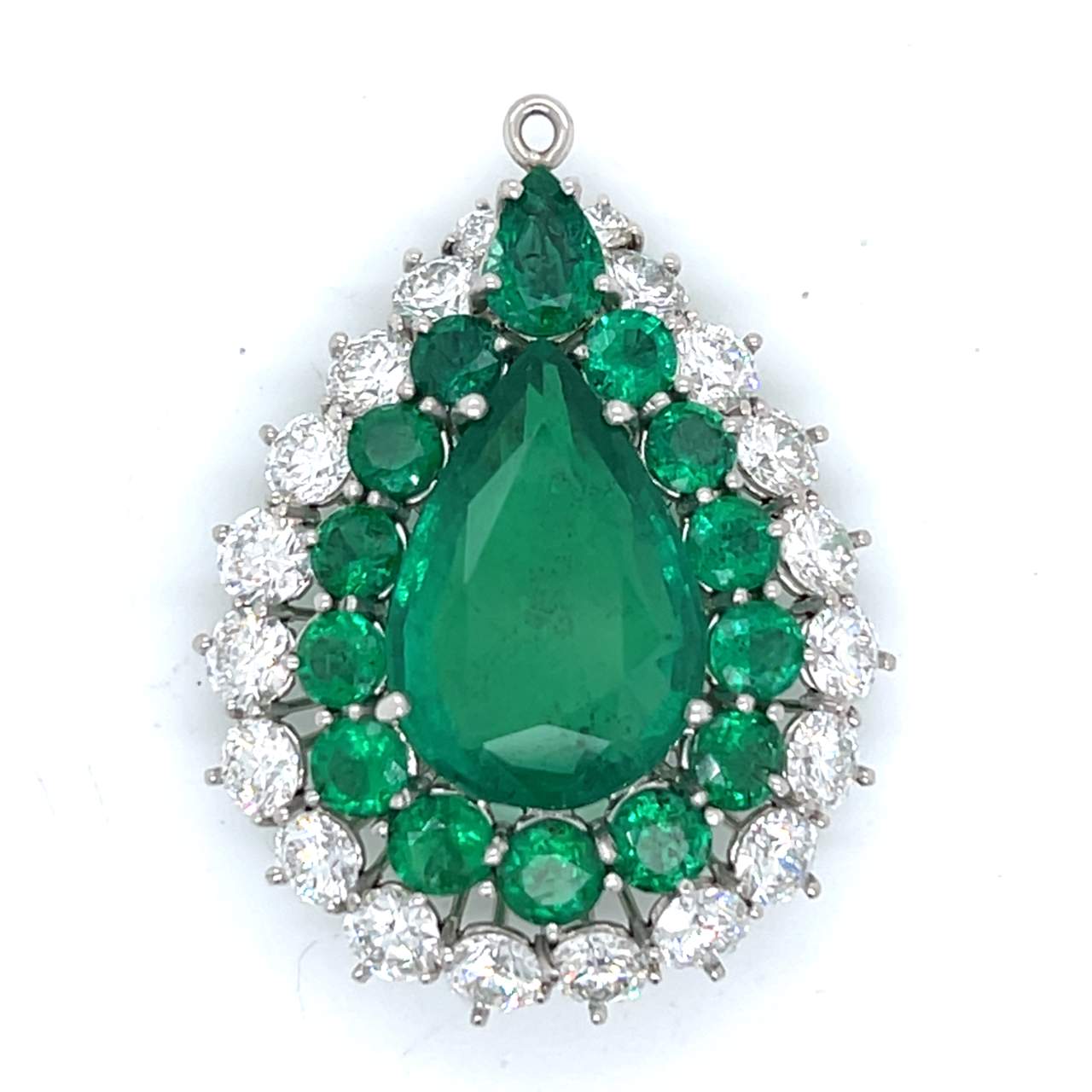 Platinum GIA Certified 9.77 Ct. Emerald & Diamond Pendant