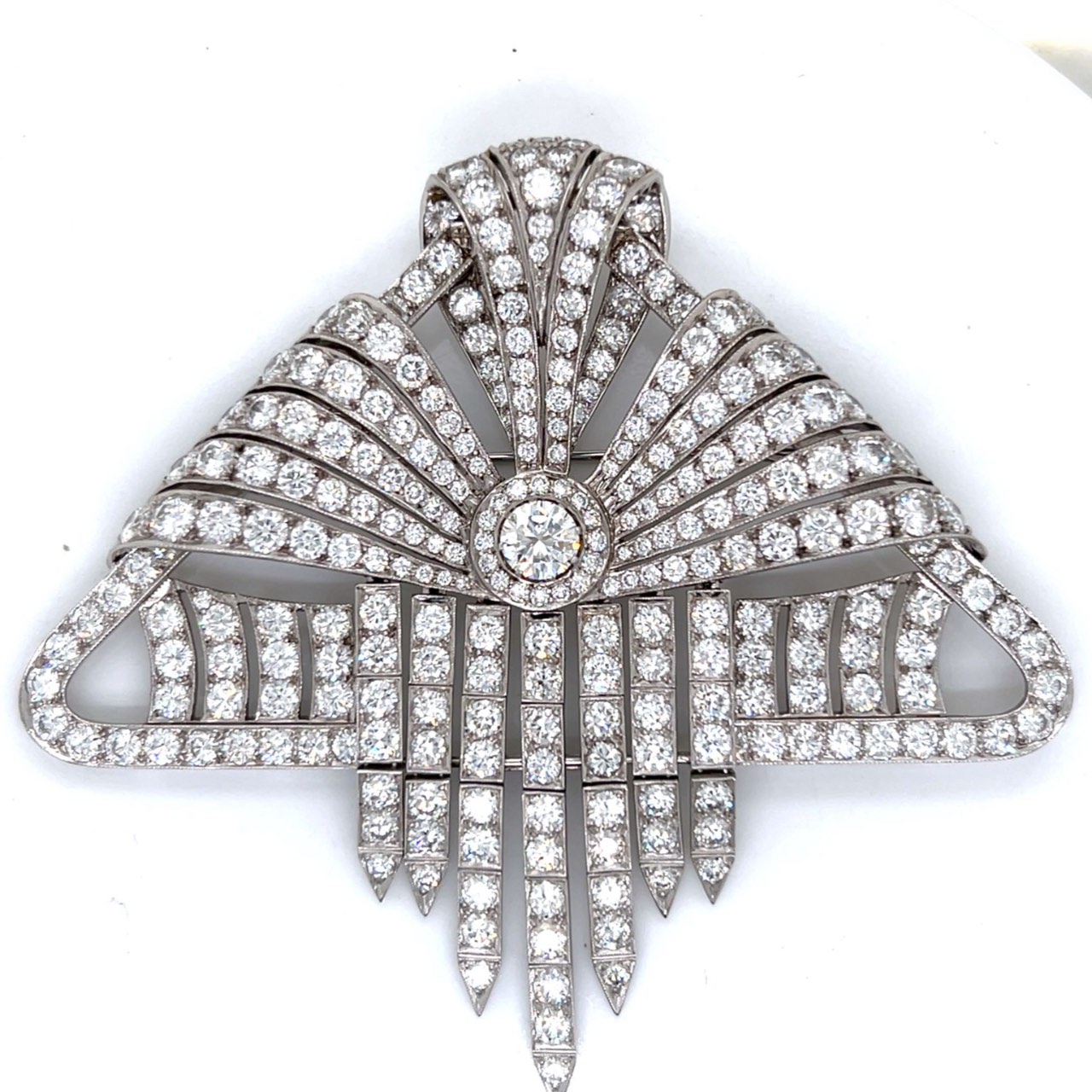Art Deco Platinum 25.20 Ct. Diamond Brooch