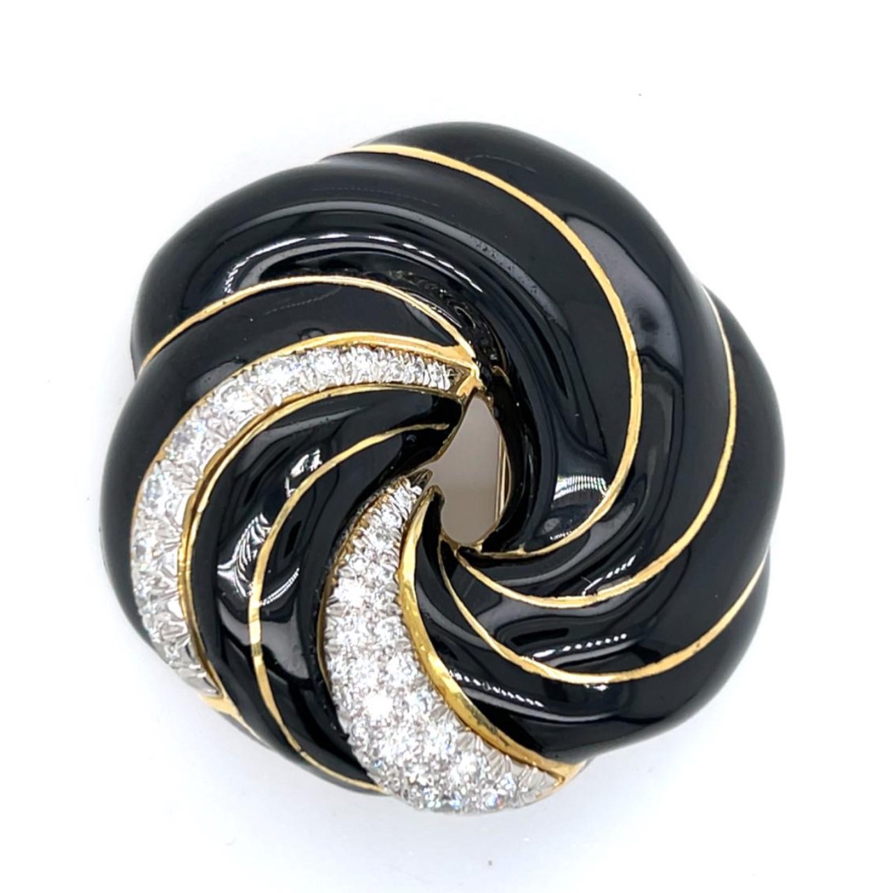 DAVID WEBB 18K Yellow Gold Diamond Brooch