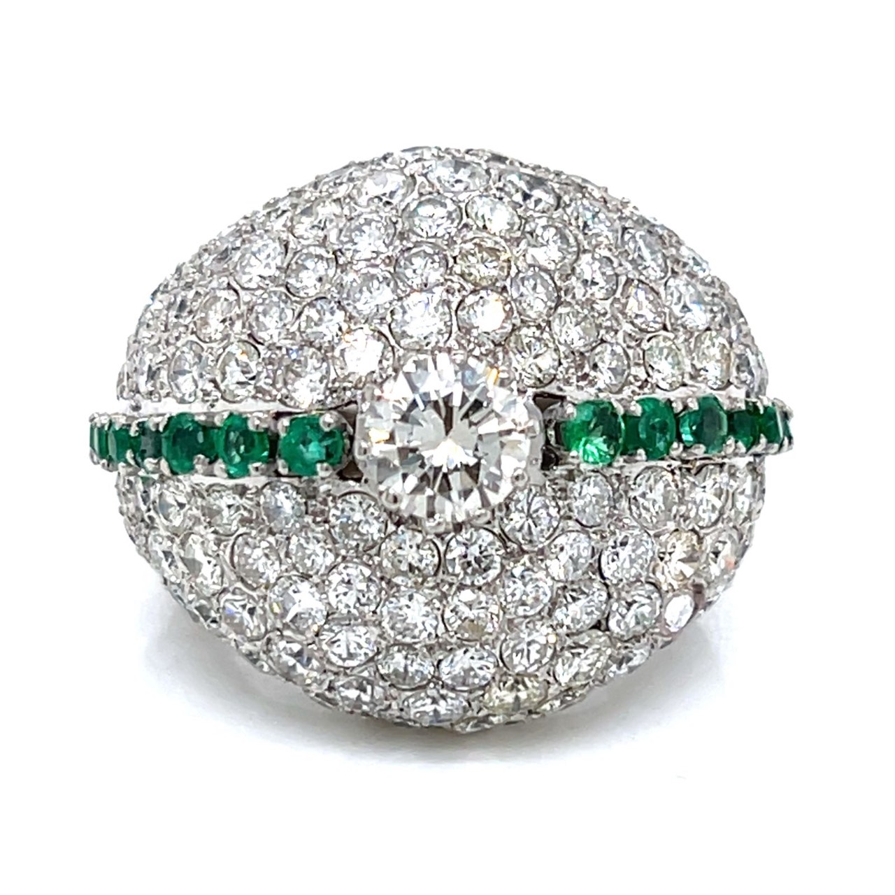 Paladium 11.00 Ct. Diamond & Emerald Ring