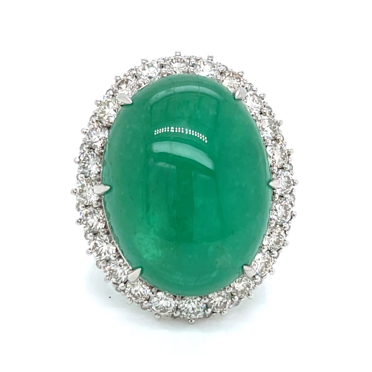 Platinum Certified 36.55 Ct. Emerald & Diamond Ring