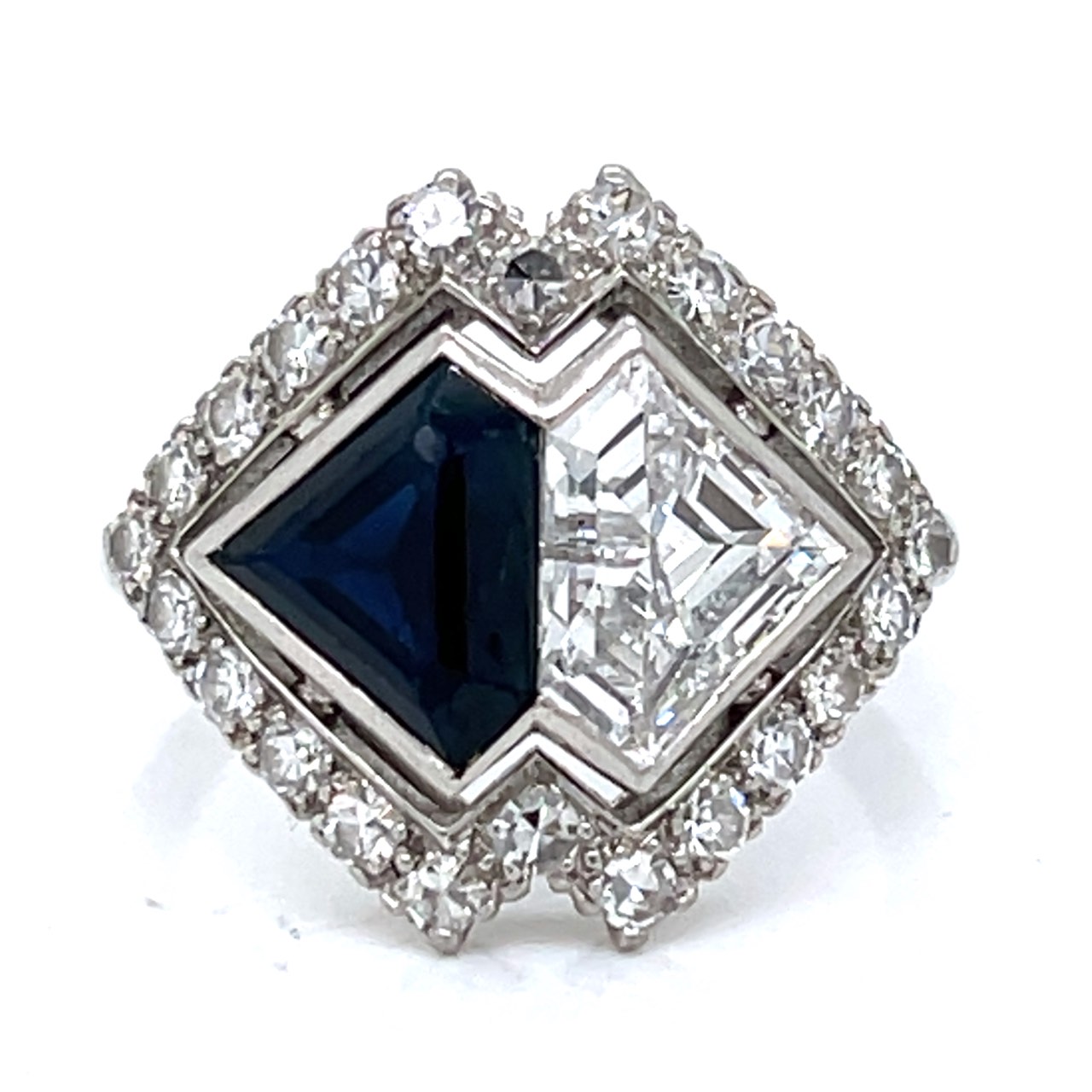 Art Deco Platinum Diamond & Sapphire Ring