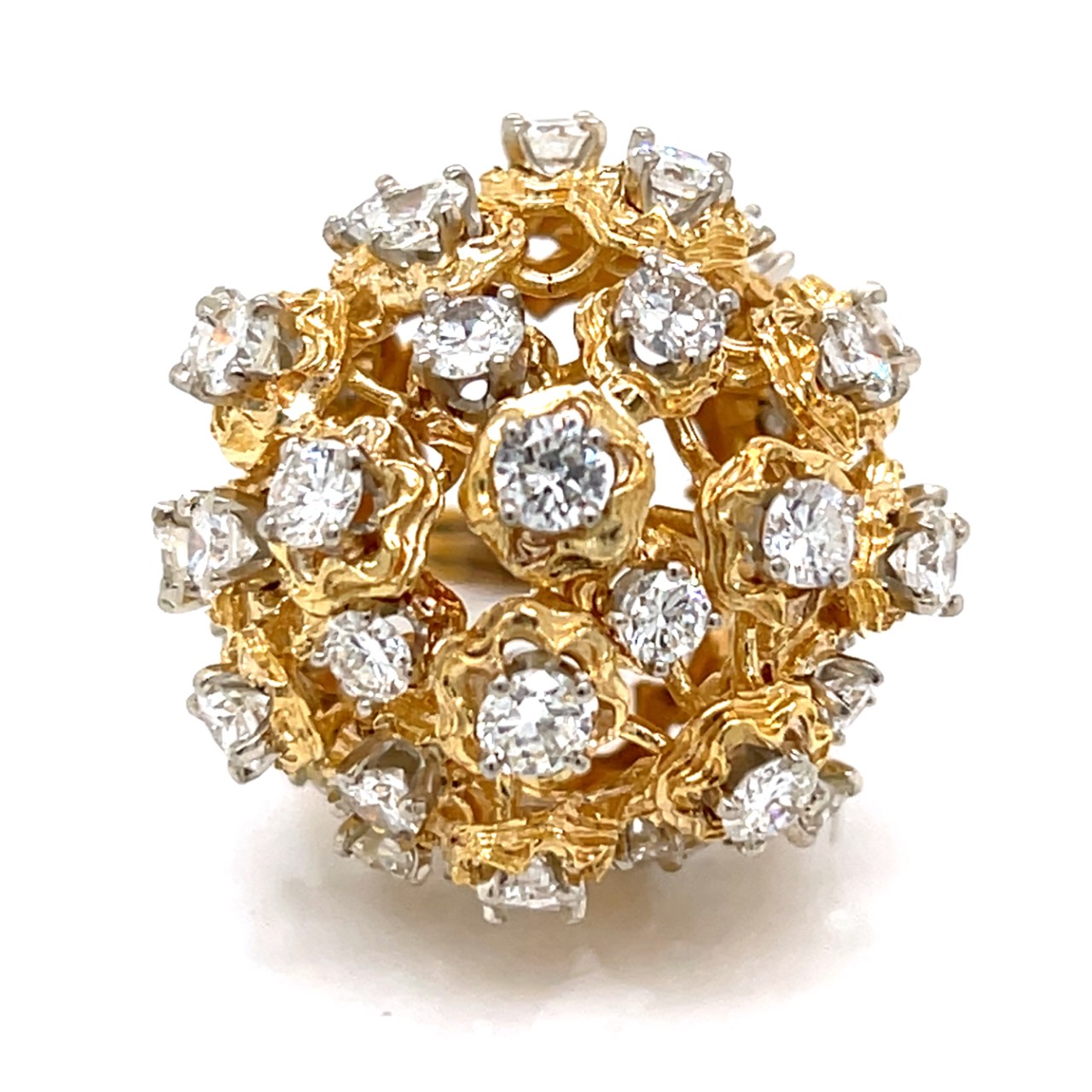 1960’s 18K Yellow Gold 6.00 Ct. Diamond Cocktail Ring