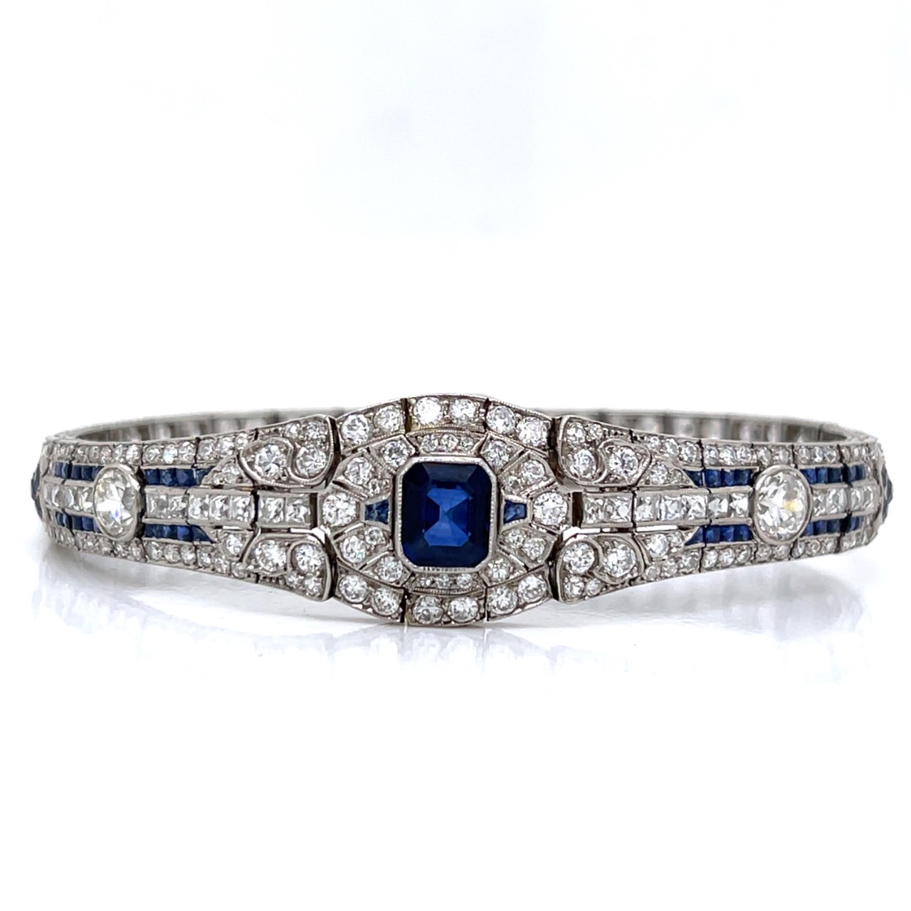 OSCAR HEYMAN Art Deco Platinum Sapphire & Diamond Bracelet