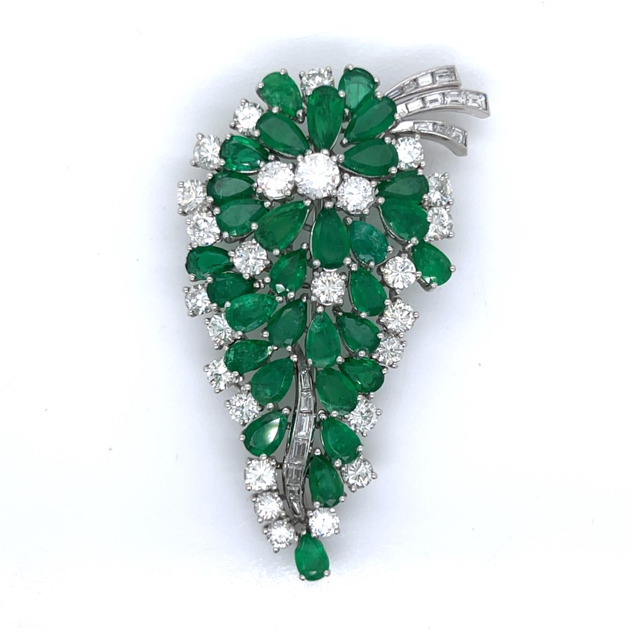 1950’s Platinum Colombian Emerald & Diamond Brooch