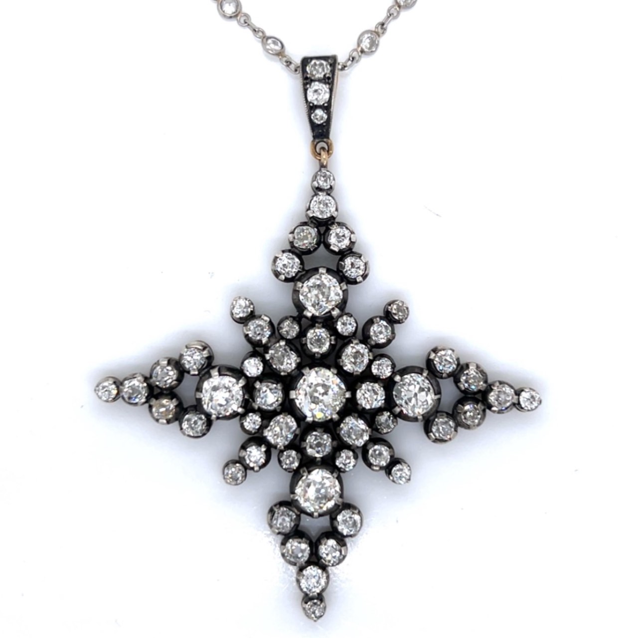18K & Silver Top 12.10 Ct. Diamond Necklace